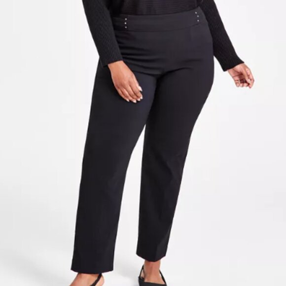 JM Collection Rivet Pant Plus Size Stretch Pull On Trouser Waverly Denim - Picture 1 of 7